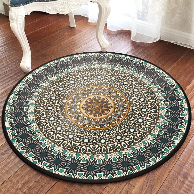 BowLift | Green and Yellow Bedroom Rug Moroccan Floral Pattern Area Rug Polyester Pet-Friendly Washable Rug