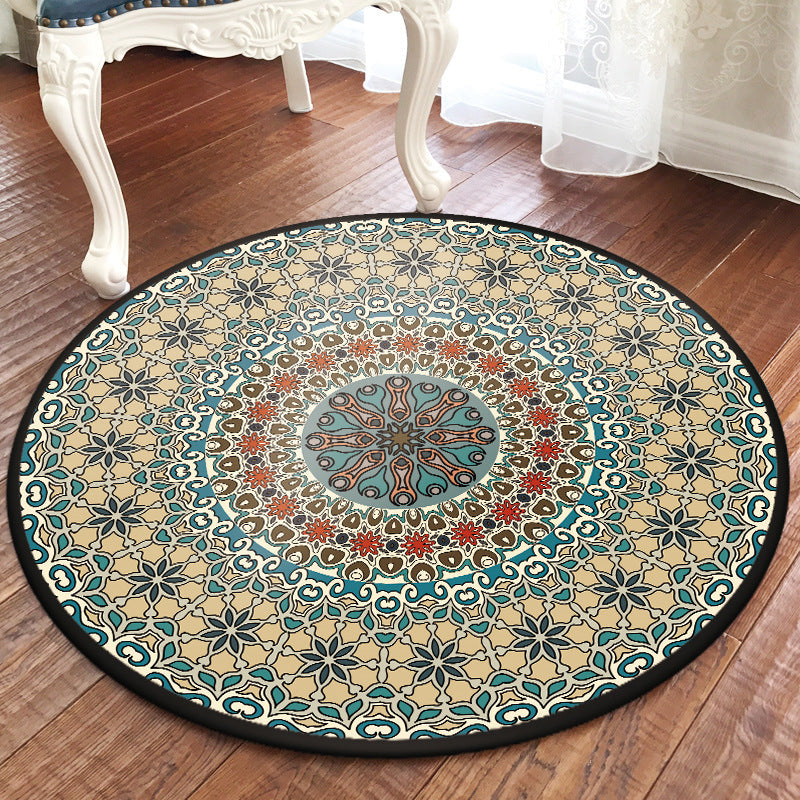 BowLift | Green and Yellow Bedroom Rug Moroccan Floral Pattern Area Rug Polyester Pet-Friendly Washable Rug