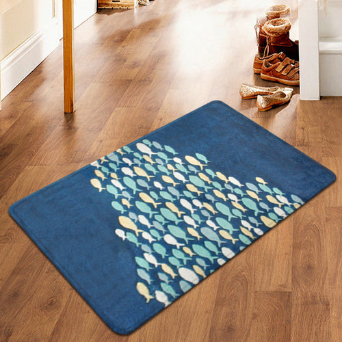 BowLift | Beautiful children's carpet in blue with animal fish pattern carpet polyester non-slip carpet for the children's room