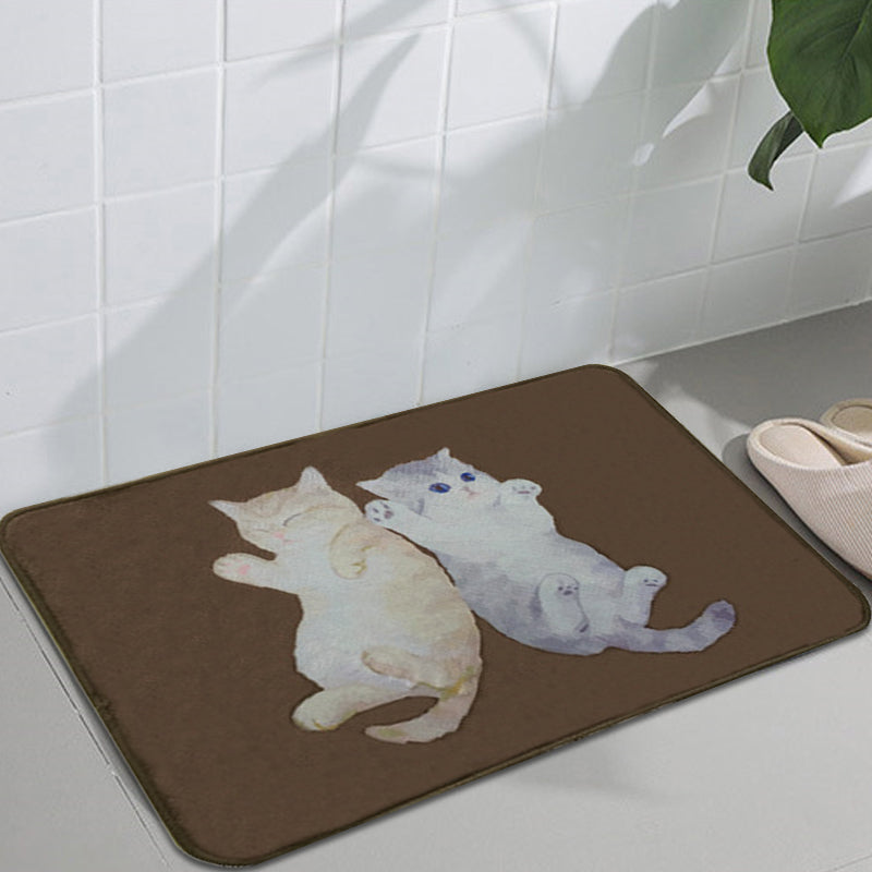 BowLift | Kids Children's Room Carpet in Brown Animal Cat Lying Print Carpet Polyester Non-Slip Washable Carpet