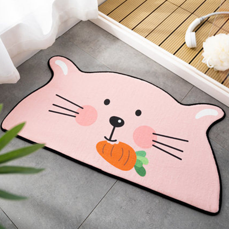 BowLift | Children Children's Room Irregular Rug in Pink and Orange Animals Tiger Lion Rabbit Print Rug Polyester Stain-resistant Area Rug