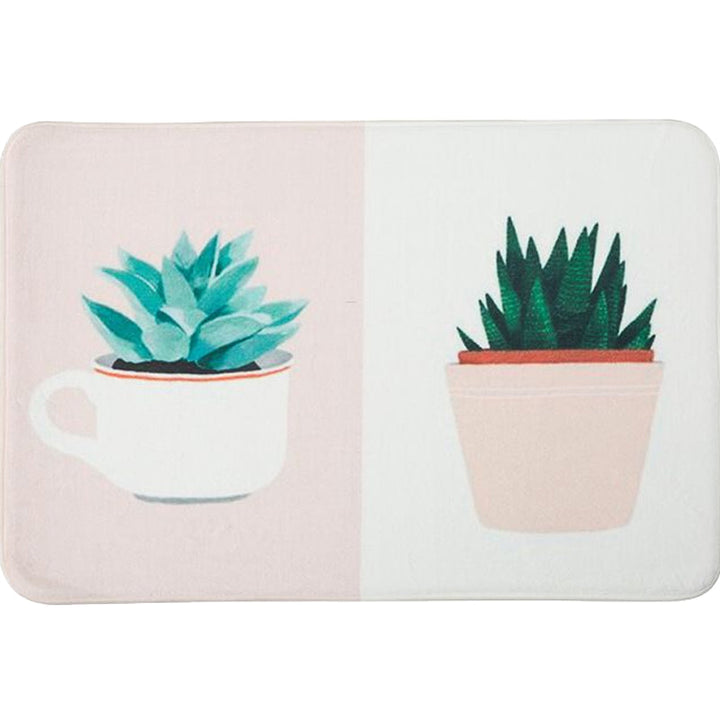 BowLift | Green and Pink Children's Room Carpet Children Botanical Leaf Potted Plants Pattern Area Rug Polyester Pet Friendly Carpet