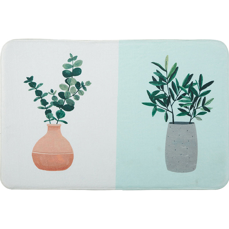 BowLift | Green and Pink Children's Room Carpet Children Botanical Leaf Potted Plants Pattern Area Rug Polyester Pet Friendly Carpet