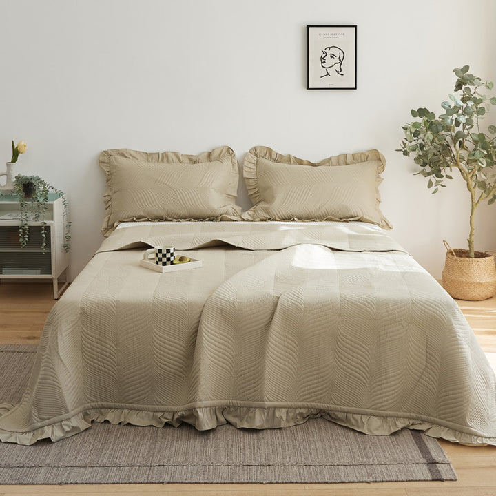 Cotton bedspread, 3-piece, quilted