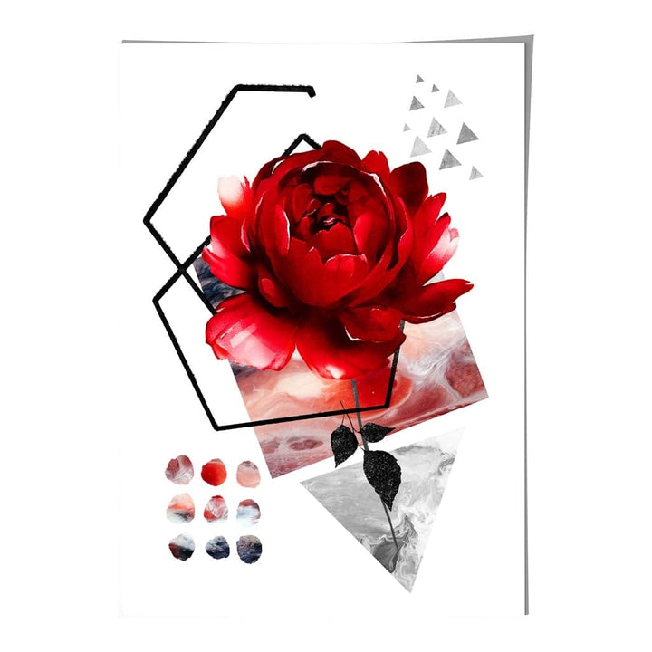 Black and Red Abstract Flower with Geometric Shapes No. 2 Wall Art Print | Bowlift