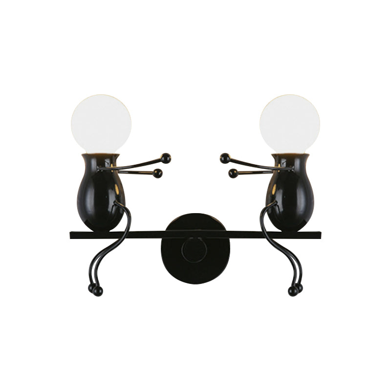 BowLift | Black/White/Red Childish Wall-Mounted Lamp Kids 2 Heads Metal Wall Light with Swing Arm