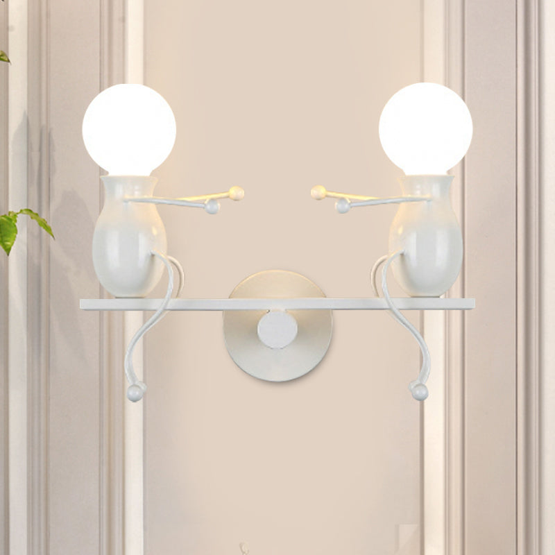 BowLift | Black/White/Red Childish Wall-Mounted Lamp Kids 2 Heads Metal Wall Light with Swing Arm