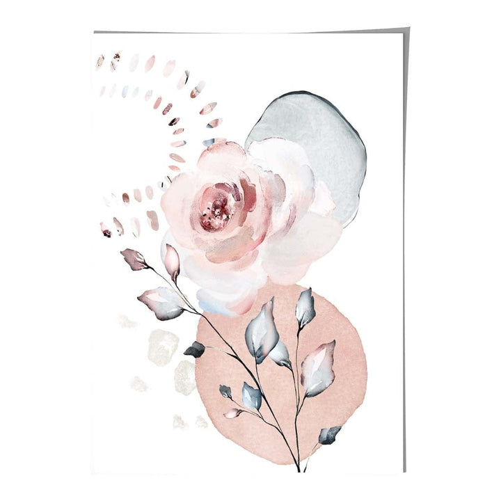 Blush Pink and Gray Abstract Floral Rose and Geometric Shapes No. 1 | Bowlift