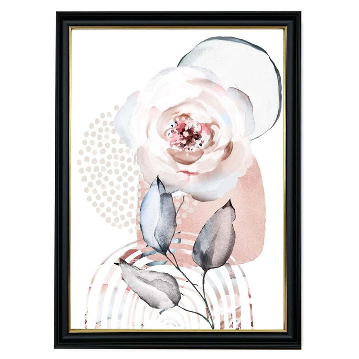 Blush Pink and Gray Abstract Floral Rose and Geometric Shapes No. 2 | Bowlift