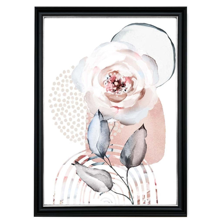 Blush Pink and Gray Abstract Floral Rose and Geometric Shapes No. 2 | Bowlift