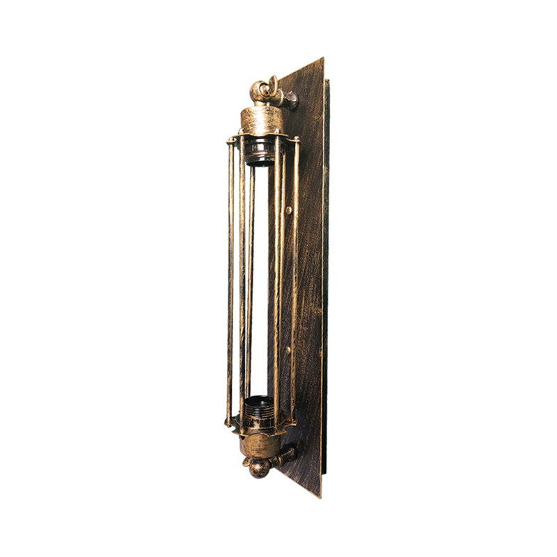 BowLift | 1 Head Wall Lamp Lighting Retro Industrial Linear Wrought Iron Wall Light with Cage Shade in Aged Brass