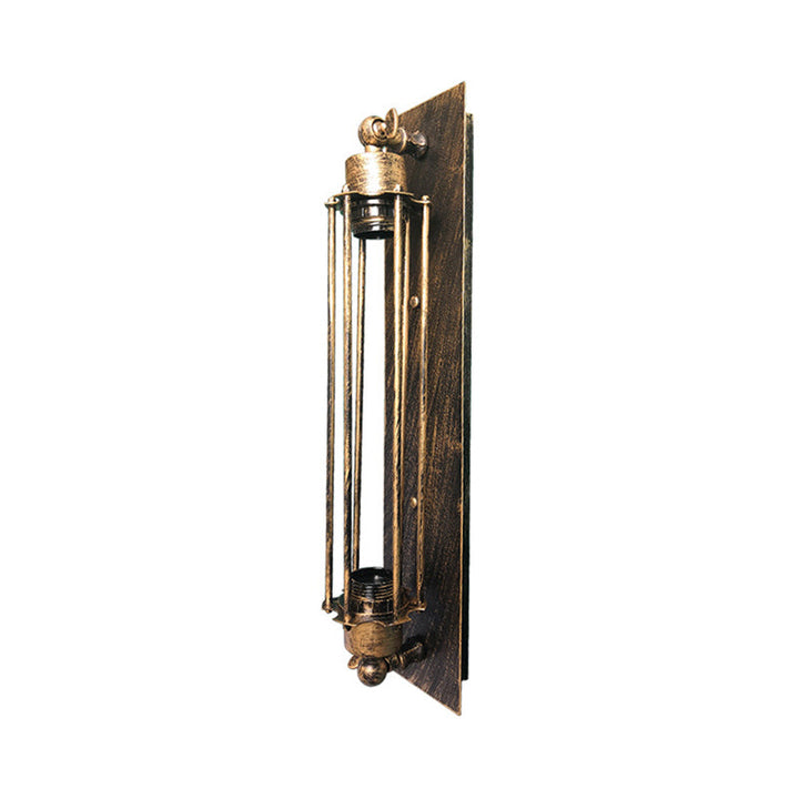 BowLift | 1 Head Wall Lamp Lighting Retro Industrial Linear Wrought Iron Wall Light with Cage Shade in Aged Brass