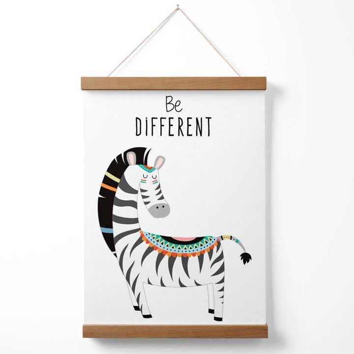 Be different Zebra Tribal Animal Quote Poster with hanger | Bowlift