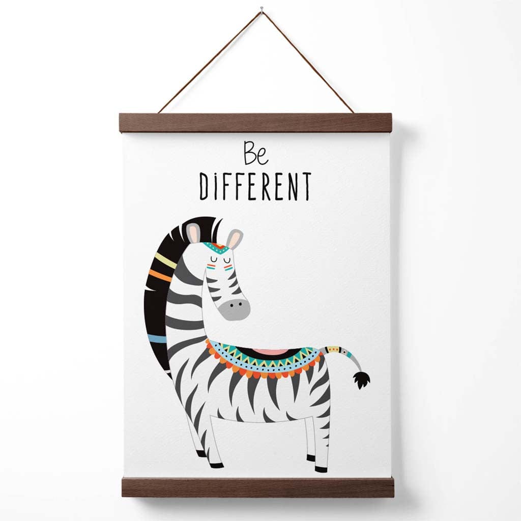 Be different Zebra Tribal Animal Quote Poster with hanger | Bowlift