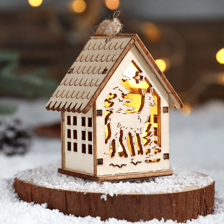 Decorative LED wooden hut for a festive atmosphere