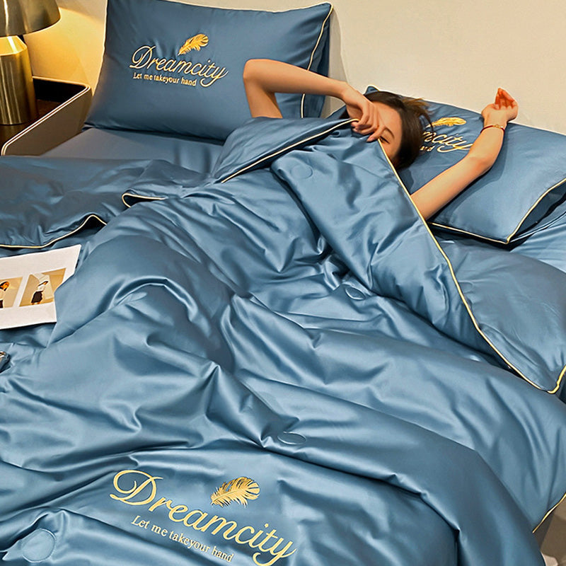 BowLift | Bedding Set Blue Silk Cooling Summer Quilt