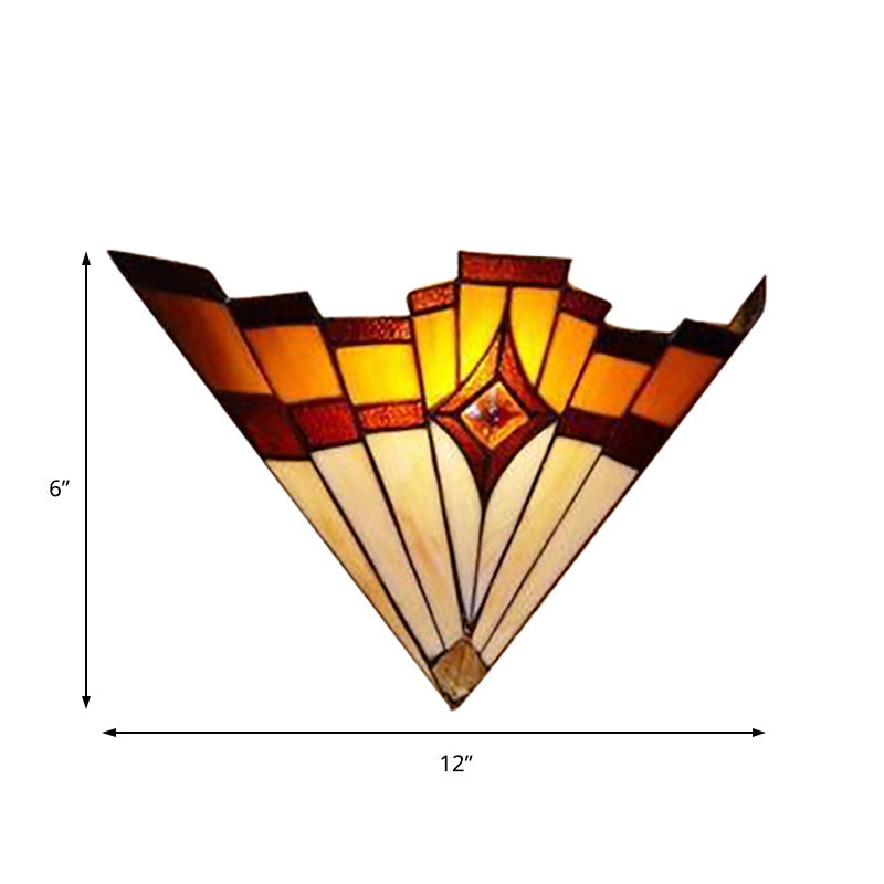 BowLift | Mission Style Triangle Wall Lamp Etched Glass 1 Light Indoor Wall Lighting for Hall