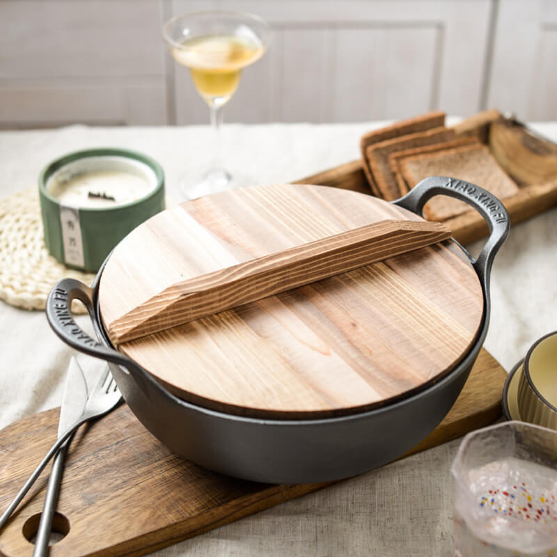 CastePrima Pan - Durable Non-stick & Wooden Lid Bowlift