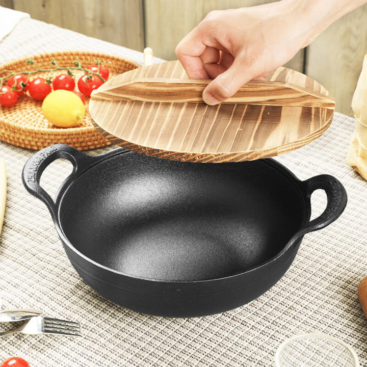 CastePrima Pan - Durable Non-stick & Wooden Lid Bowlift