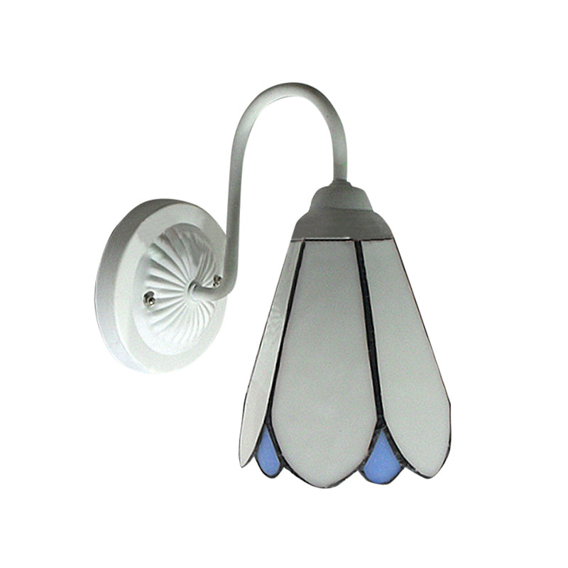 BowLift | Lily Wall Lamp 1 Head White Glass Tiffany Wall Mounted Light for Bedroom