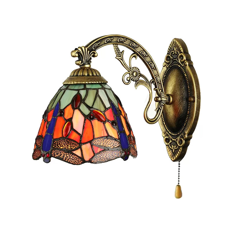 BowLift | Lodge Style Dragonfly Wall Mount Light Woven Glass Multicolor Wall Lamp Lighting
