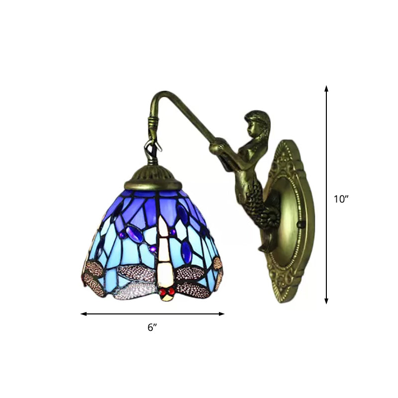 BowLift | Lodge Style Dragonfly Wall Mount Light Woven Glass Multicolor Wall Lamp Lighting
