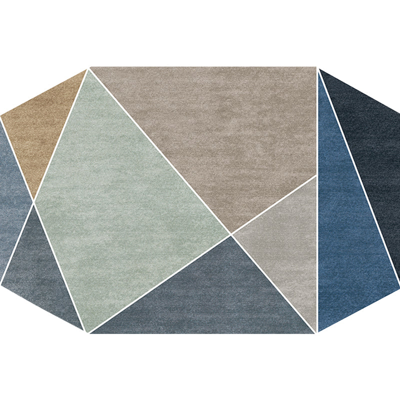 BowLift | Blue and Brown Irregular Rug Bedroom Novelty Color Block Pattern Area Rug Polyester Pet-Friendly Rug