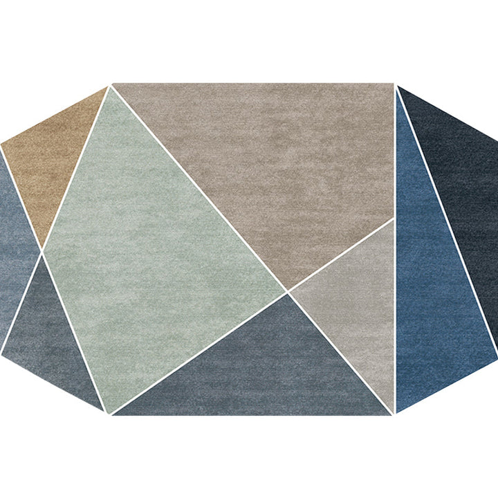 BowLift | Blue and Brown Irregular Rug Bedroom Novelty Color Block Pattern Area Rug Polyester Pet-Friendly Rug