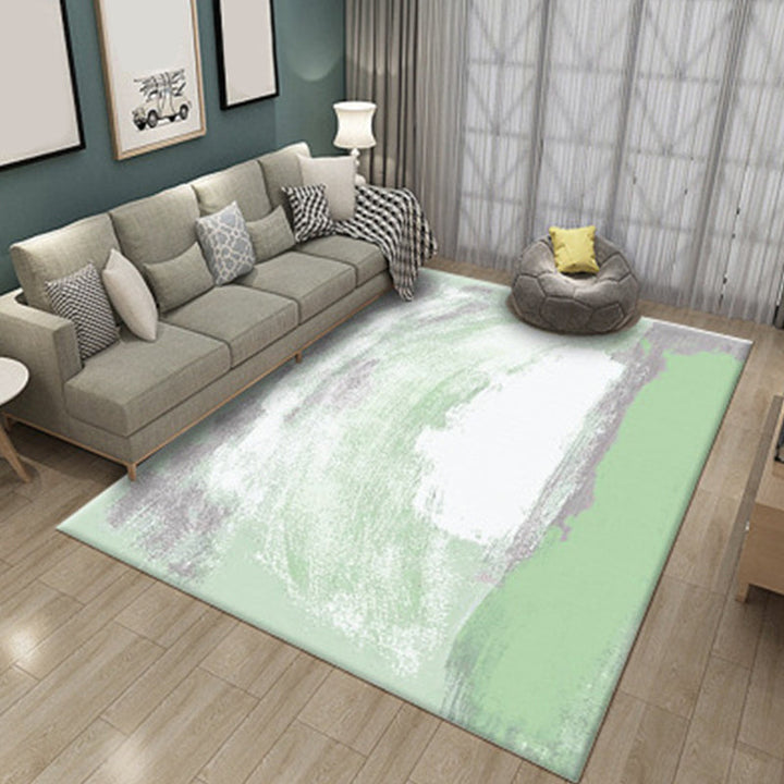 Pink and Green Bedroom Rug Modern Abstract Pattern Area Rug Polyester Stain Resistant Rug | Bowlift