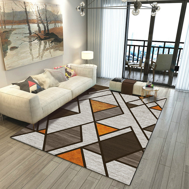 Blue and Gray Bedroom Rug Modern Geometric Pattern Area Rug Polyester Washable Non-Slip Back Rug | Bowlift