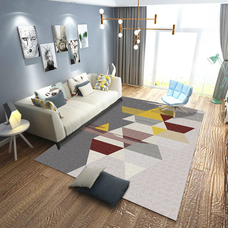 Blue and Gray Bedroom Rug Modern Geometric Pattern Area Rug Polyester Washable Non-Slip Back Rug | Bowlift