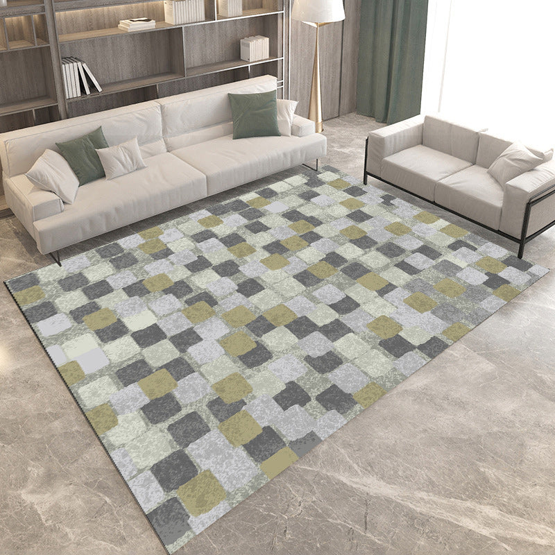 Black and orange bedroom rug modern color block triangle rectangle pattern area rug made of washable polyester rug | Bowlift