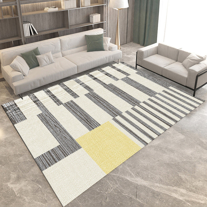 Black and orange bedroom rug modern color block triangle rectangle pattern area rug made of washable polyester rug | Bowlift