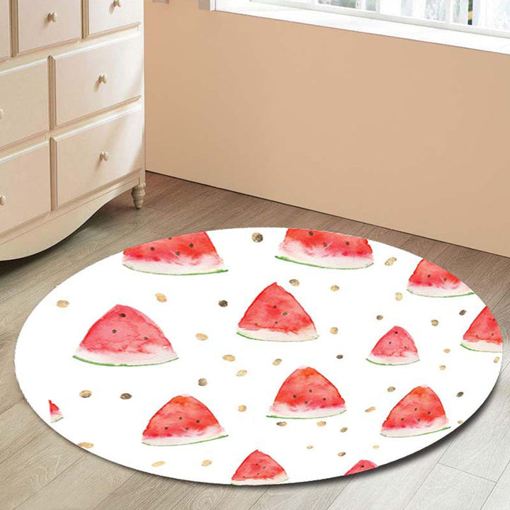 BowLift | Kids children's room rug in green Food & Drinks watermelon kiwi fruit candy print rug polyester non-slip rug