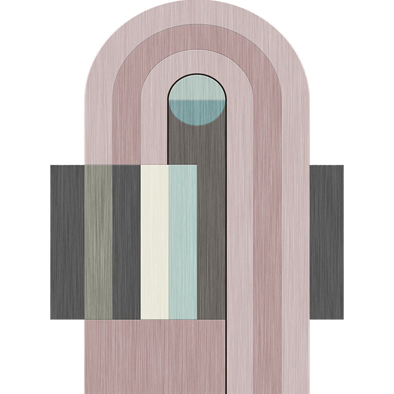 BowLift | Novelty Living Room Irregular Rug in Pink Color Block Arch Rectangular Print Rug Polyester Machine Washable Rug