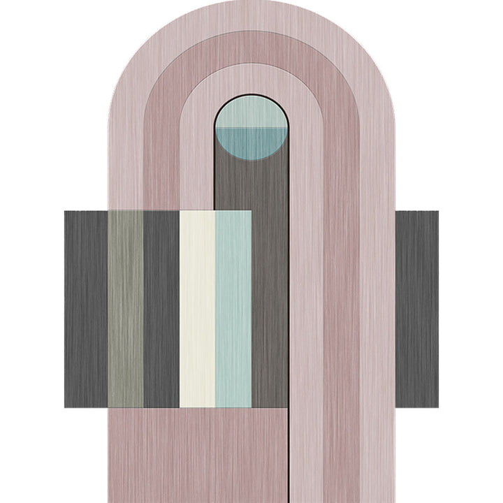 BowLift | Novelty Living Room Irregular Rug in Pink Color Block Arch Rectangular Print Rug Polyester Machine Washable Rug
