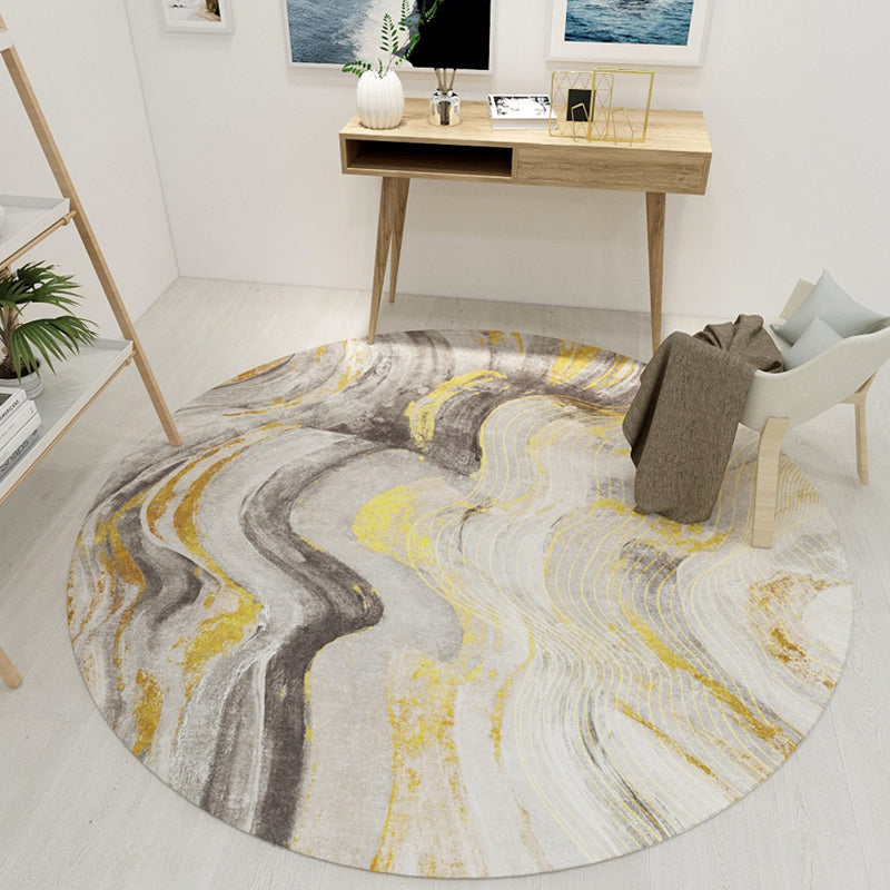 Scandinavian modern rug in black and gray abstract wood grain moon pattern rug polyester non-slip rug for home decor | Bowlift