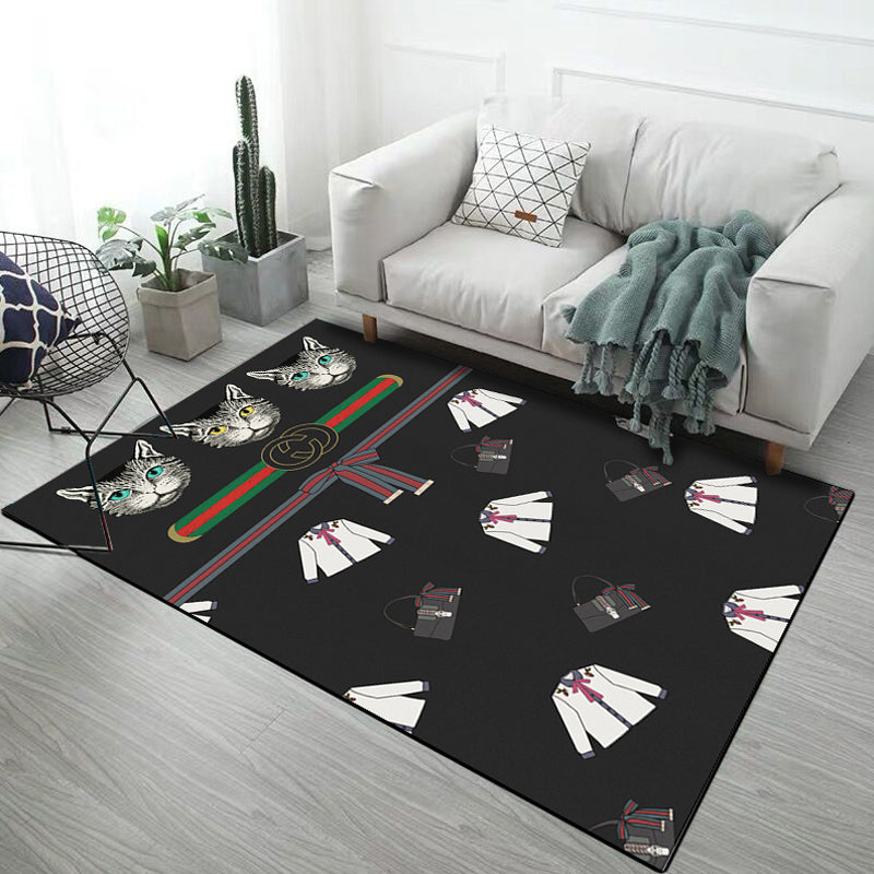 BowLift | Casual Kids Rug in Black and Gray Animal Tiger Deer Pattern Rug Polyester Pet-Friendly Rug for the Children's Room