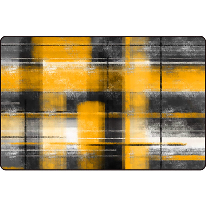 Casual modern rug in black and blue abstract rectangular pattern rug polyester pet-friendly rug for home decoration | Bowlift