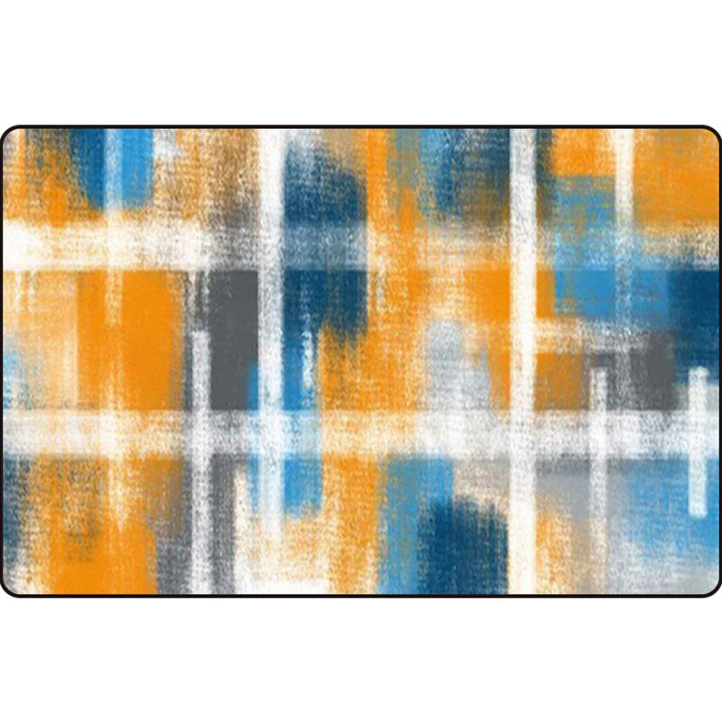 Casual modern rug in black and blue abstract rectangular pattern rug polyester pet-friendly rug for home decoration | Bowlift