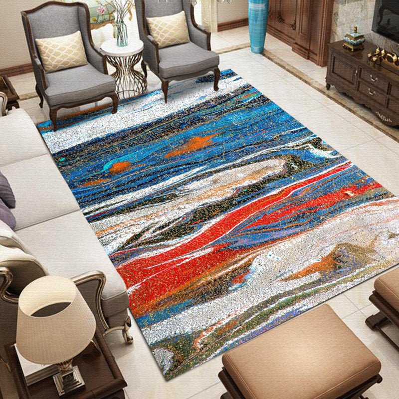 Nordic Modern Carpet in Gray and Purple Abstract Splash Pattern Carpet Polyester Washable Carpet for Home Decor | Bowlift