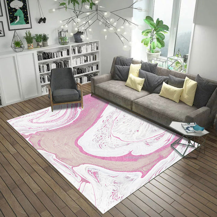 Modern living room carpet in blue and gray abstract oil painting print carpet polyester machine washable rug | Bowlift