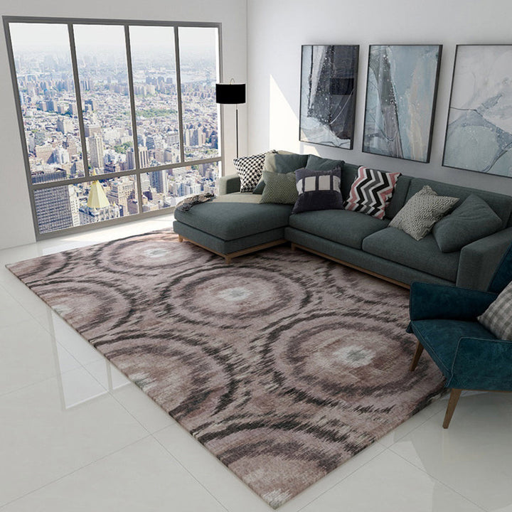 Minimalist Modern Rug in Brown and Pink Abstract Pattern Rug Polyester Pet-Friendly Rug for Home Decor | Bowlift
