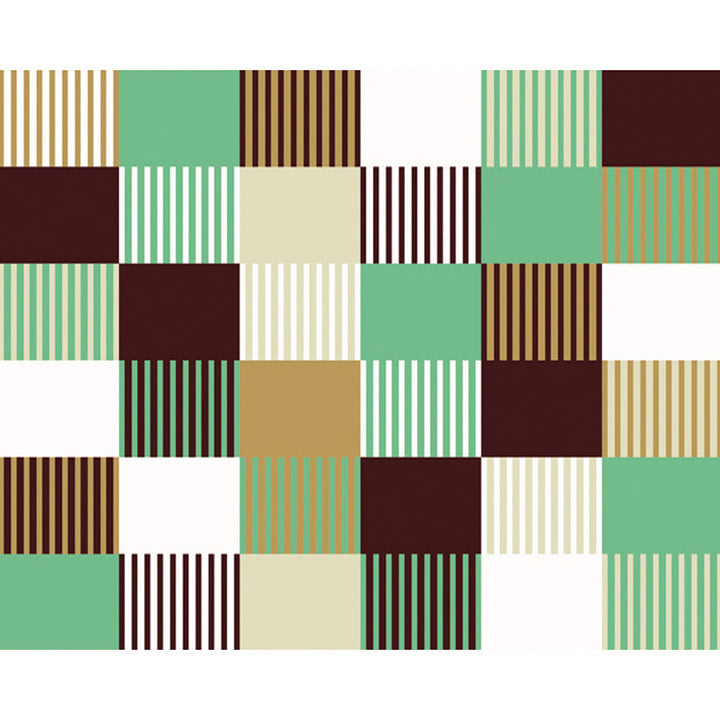 Modern rug for the living room in green and pink checkered stripe pattern rug polyester machine washable rug for the area | Bowlift