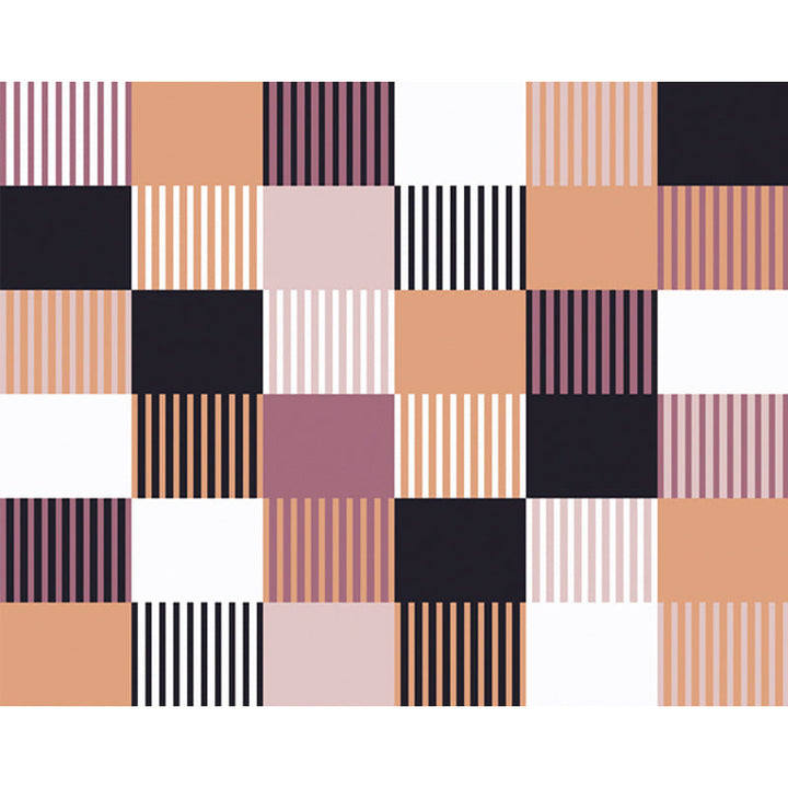 Modern rug for the living room in green and pink checkered stripe pattern rug polyester machine washable rug for the area | Bowlift