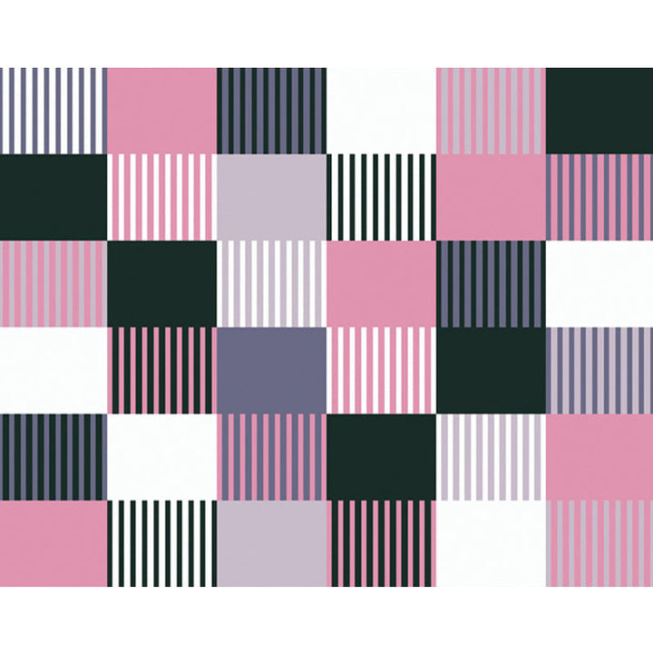 Modern rug for the living room in green and pink checkered stripe pattern rug polyester machine washable rug for the area | Bowlift