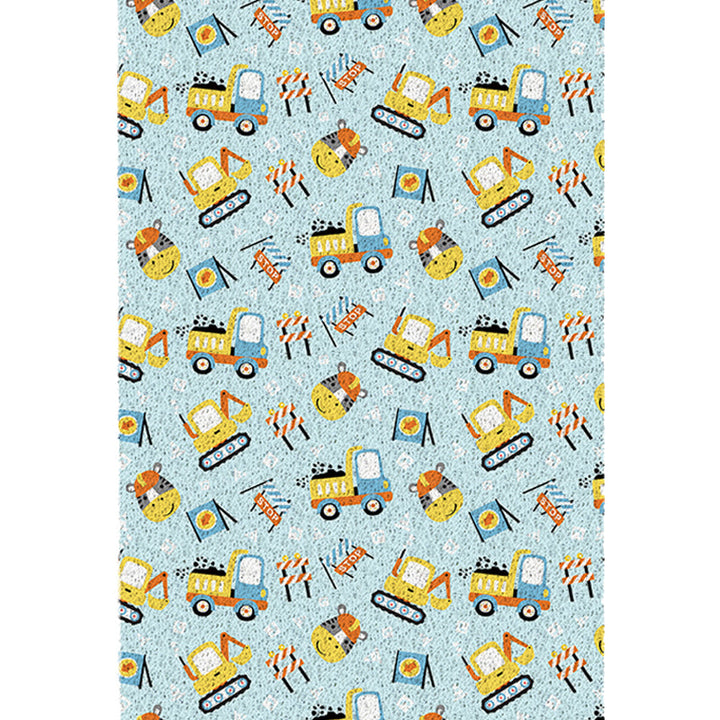 BowLift | Kids Children's Room Carpet in Blue Cars & Roads Excavator Zebra Print Carpet PVC Machine Washable Carpet