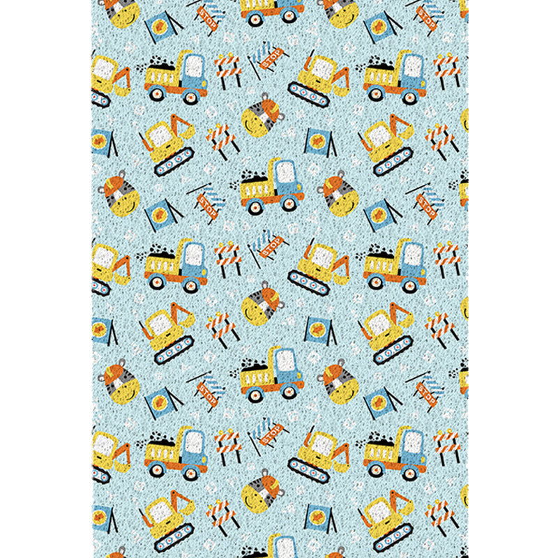 BowLift | Kids Children's Room Carpet in Blue Cars & Roads Excavator Zebra Print Carpet PVC Machine Washable Carpet