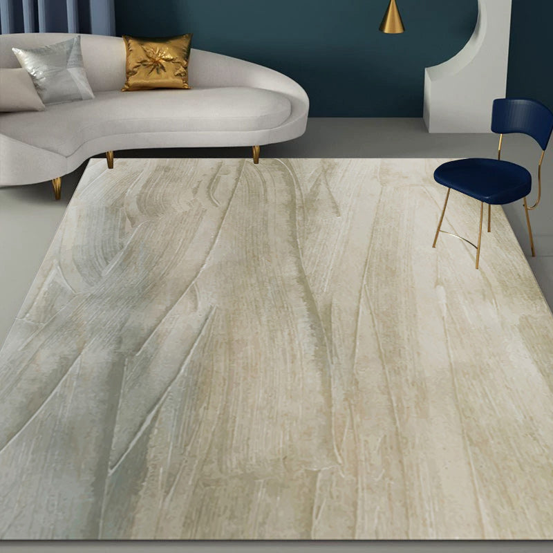 Modern living room rug in brown abstract print rug polyester machine washable non-slip area rug | Bowlift