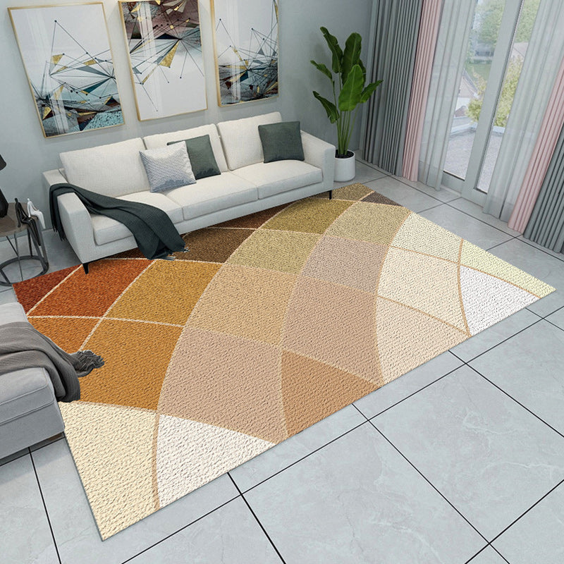 Modern living room rug Multicolored color block geometric print rug polyester machine washable rug | Bowlift